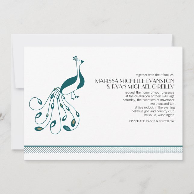Peacock Wedding Invitation (Front)