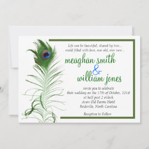 Peacock Wedding Invitation 5X7