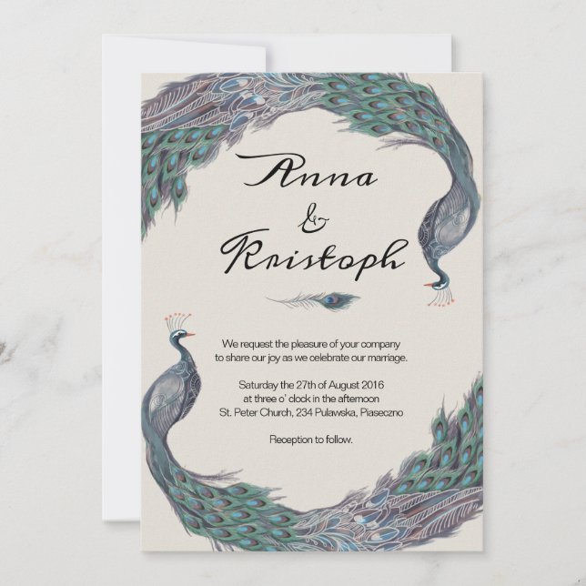 PEACOCK WEDDING INVITATION CARD (Front)