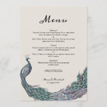 PEACOCK WEDDING MENU CARD