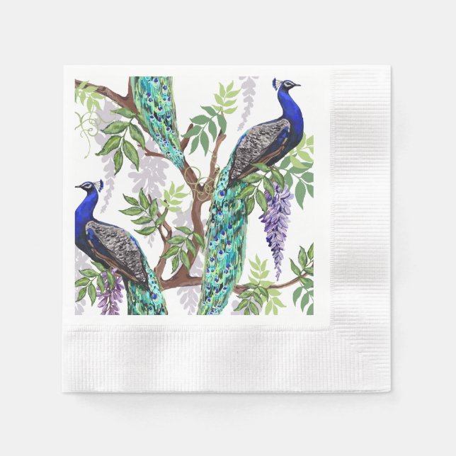 Peacock Wedding Napkin (Front)