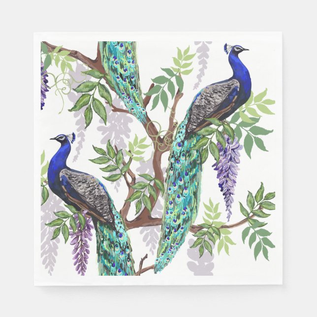 Peacock Wedding Napkin (Front)