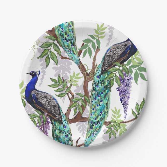Peacock Wedding Paper Plate (Front)