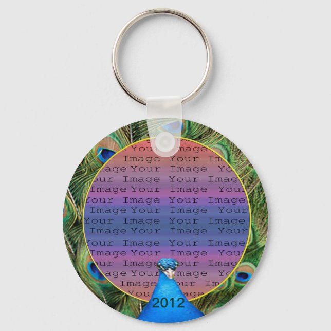 Peacock Wedding Photo Key Chain (Front)