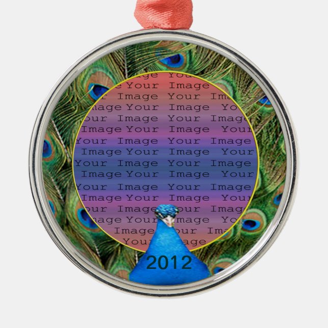 Peacock Wedding Photo Ornament (Front)