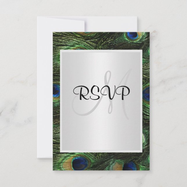 Peacock Wedding RSVP Card (Front)