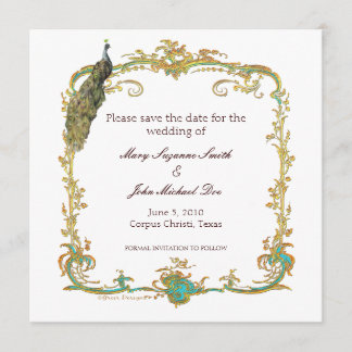 Peacock Wedding Save the Date Invitation