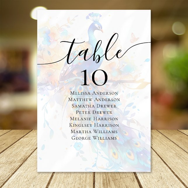 Peacock Wedding Table Seating Chart Number (Creator Uploaded)