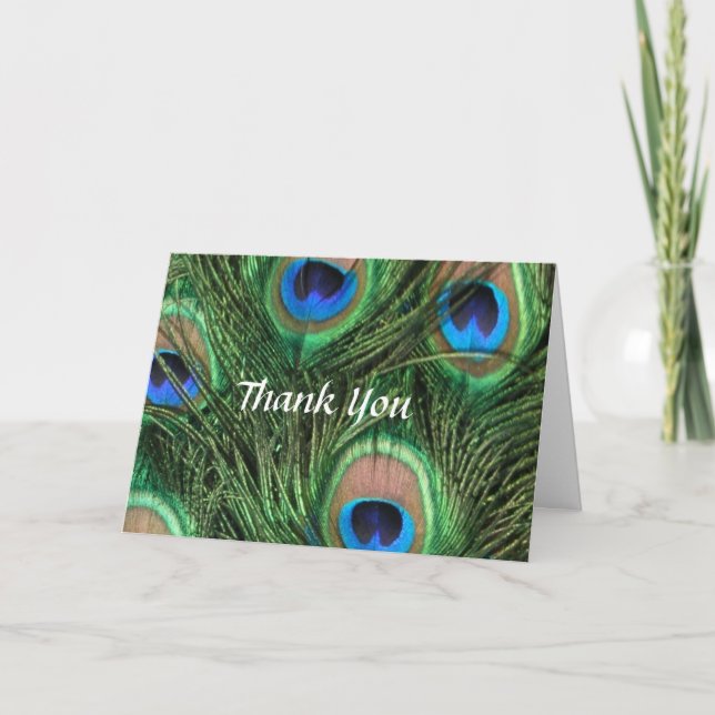 Peacock Wedding Thank You Card (Front)