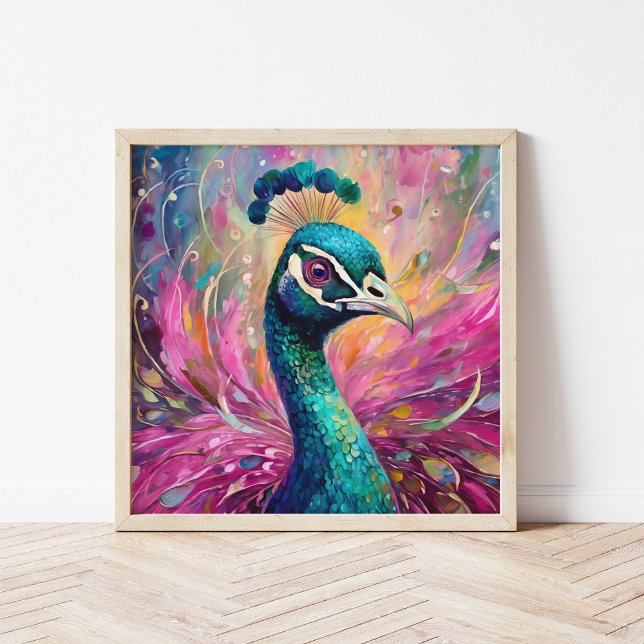 Peacock Whimsical Modern Impressionist Art Poster (Creator Uploaded)