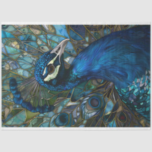 Peacock with a Stained Glass Background Decoupage Tissue Paper