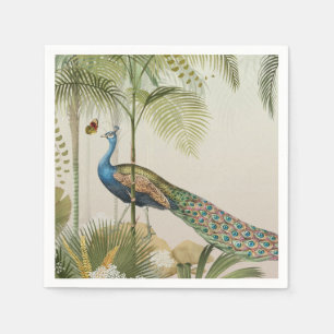 Peacock with butterflies napkin