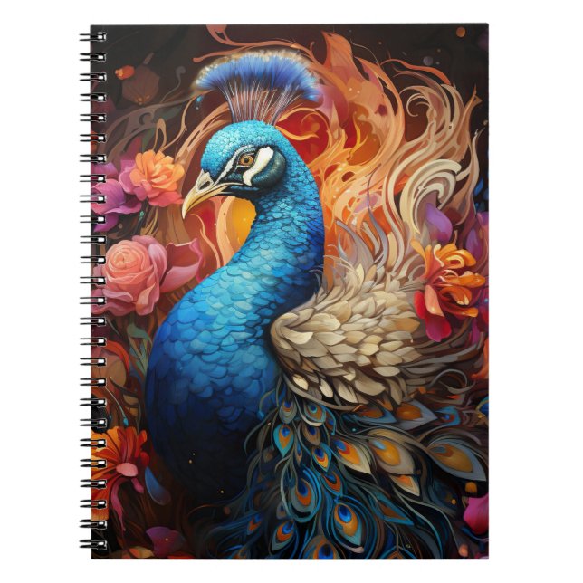 Peacock with feathers	 notebook (Front)