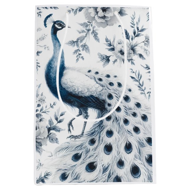 Peacock with flowers blue Gift Bag (Front)