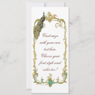 Peacock with Gold Baroque Frame Invitation Card