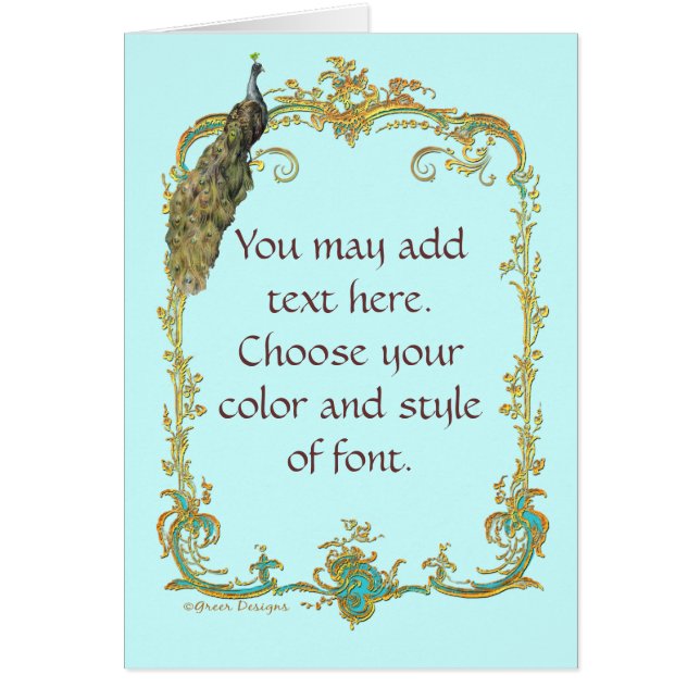 Peacock with Gold Frame Ornate Art Print (Front)