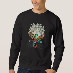 Peacock with leaves and filigree birds eyespots cr sweatshirt