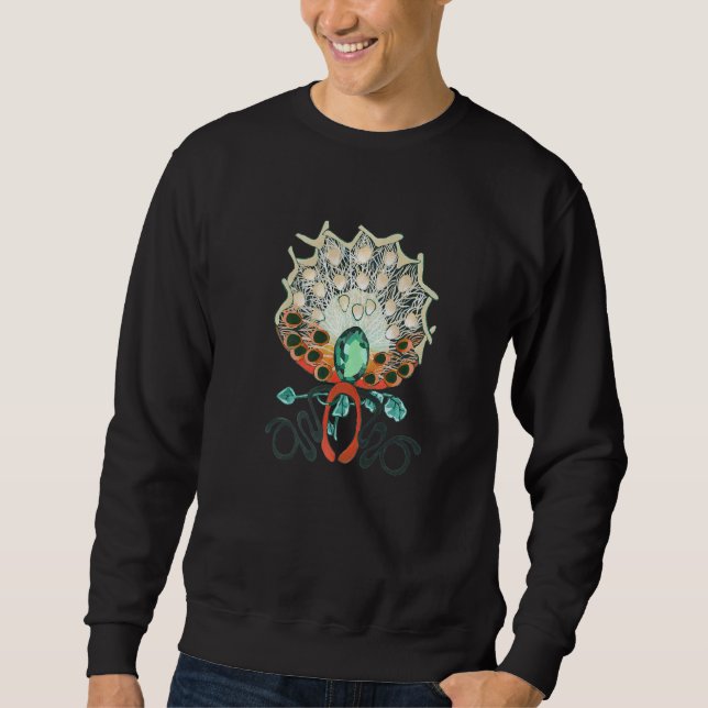 Peacock with leaves and filigree birds eyespots cr sweatshirt (Front)