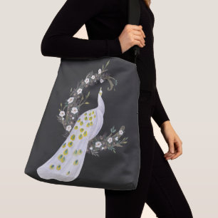 Peacock with Magnolia Crossbody Bag