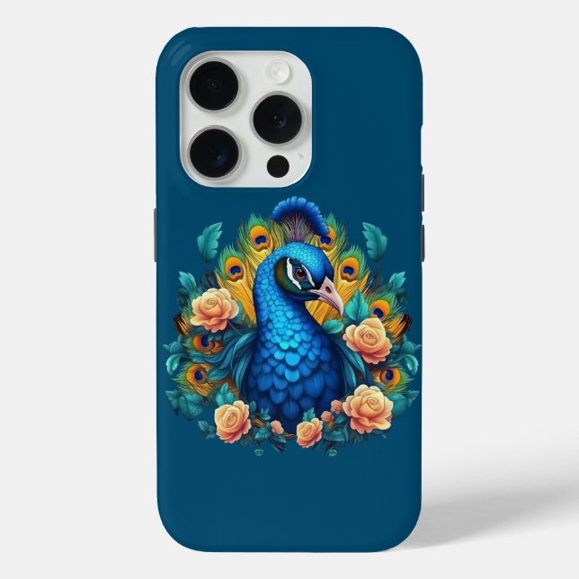 Peacock With Peach Roses Case-Mate iPhone Case (Back)