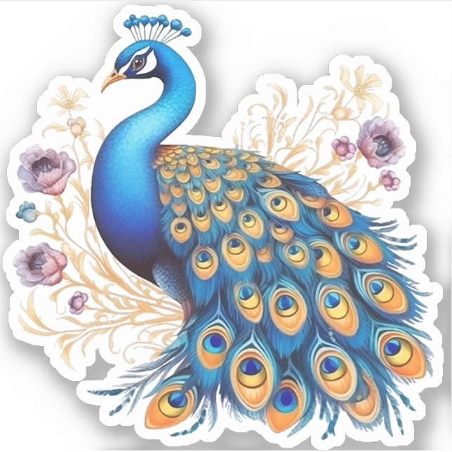 Peacock With Purple Flowers (Front)