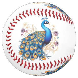 Peacock With Purple Flowers Softball