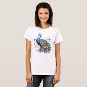 Peacock With Purple Flowers T-Shirt