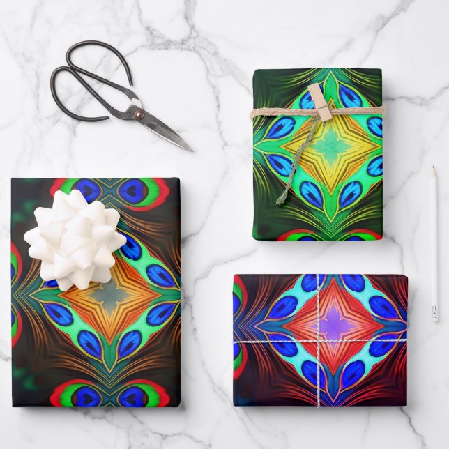 Peacock  wrapping paper sheet (Front)