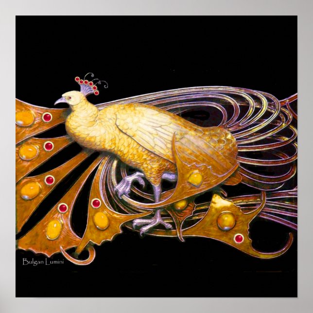 PEACOCK ,yellow red purple black Poster (Front)