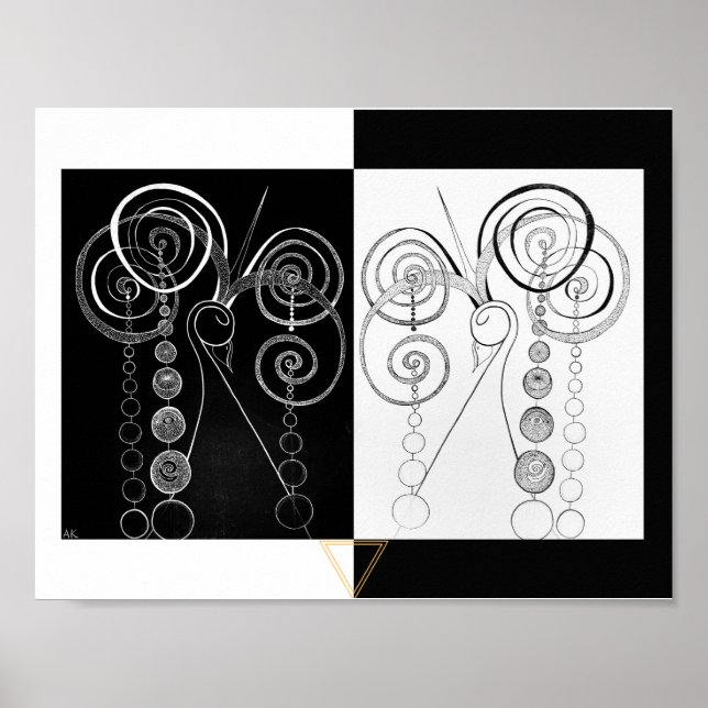 Peacock Yin and Yang DUET illustration  Poster (Front)