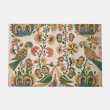 Peacocks and Parrots Vintage Art Rug