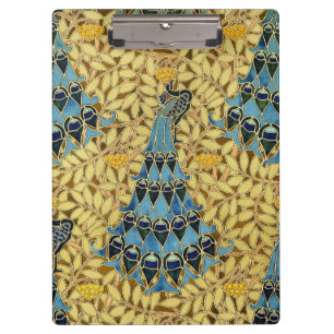 Peacocks Birds Rowan Trees Art Nouveau Clipboard