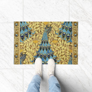 Peacocks Birds Rowan Trees Art Nouveau Doormat