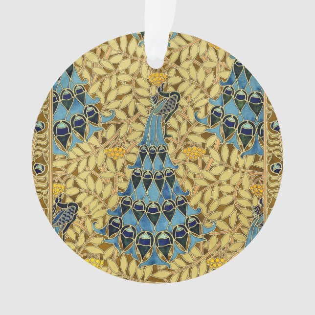 Peacocks Birds Rowan Trees Art Nouveau Ornament (Front)