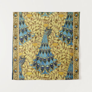 Peacocks Birds Rowan Trees Art Nouveau Tapestry