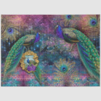 Peacocks Elegant Feathers Pink Glitter Decoupage