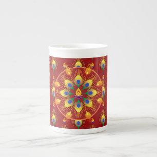 Peacocks' feather Rangoli on pattern  Bone China Mug