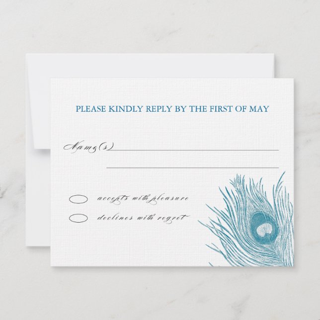 Peacock's Feather RSVP Card (Front)