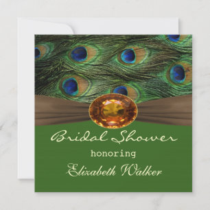 Peacock's feathers, amber effect Bridal shower Invitation