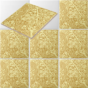 Peacocks In Grapevine Arts & Crafts Style Pattern Tile