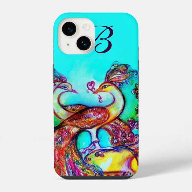 PEACOCKS IN LOVE MONOGRAM iPhone CASE (Back)