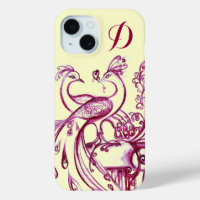 PEACOCKS IN LOVE MONOGRAM Purple Cream