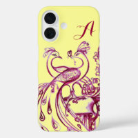 PEACOCKS IN LOVE MONOGRAM Purple Yellow