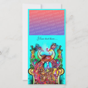 PEACOCKS IN LOVE ,red blue turquase green