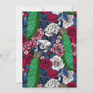 Peacocks in the rose garden