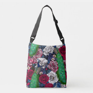 Peacocks in the rose garden crossbody bag