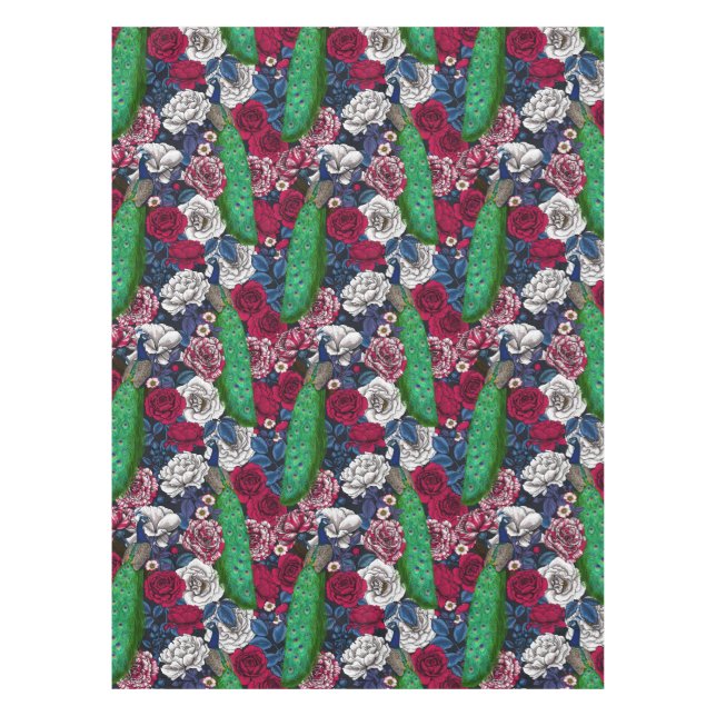 Peacocks in the rose garden tablecloth (Front)