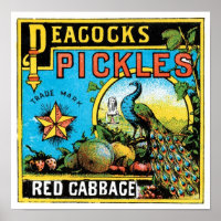 Peacock's Pickles Red Cabbage Label