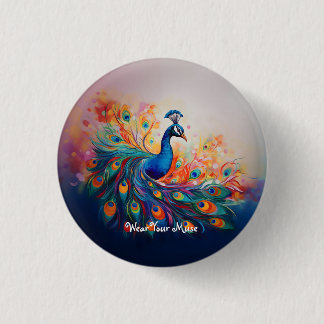 Peacock's Splendour 3 Cm Round Badge