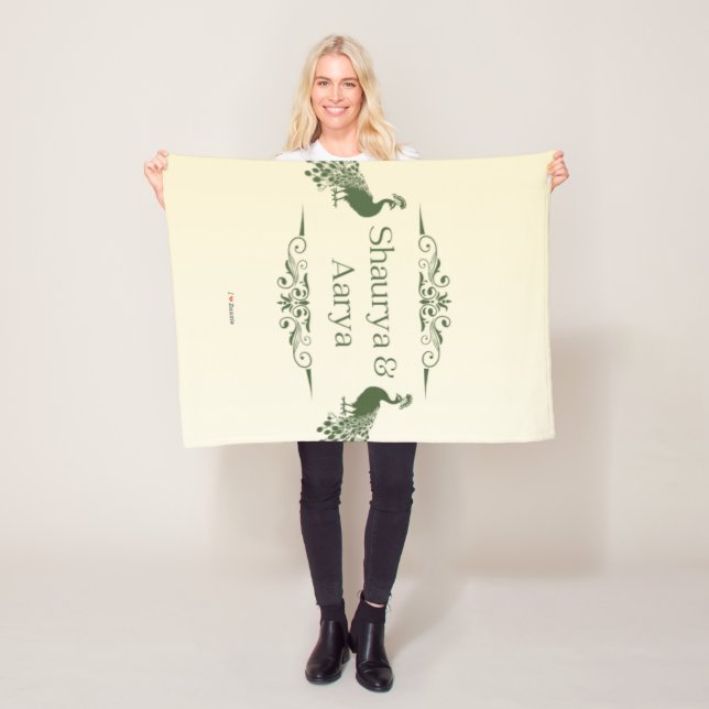 #Peacock'sILoveZazzleShaurya&AaryaFleeceBlanket Fleece Blanket (In Situ)